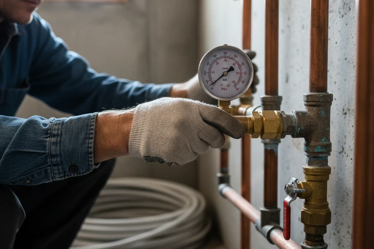 Pressure testing a repaired line during Water Line Repair in Faison